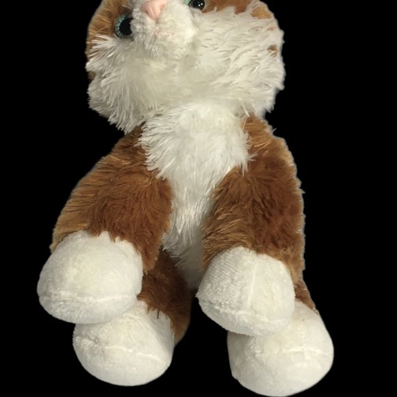 Aurora Kitten Cat Plush Bean Bag Orange White Ginger Stuffed Animal Soft Toy 8" - Picture 2 of 6